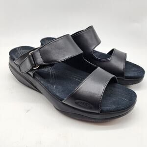 MBT Tabia Black Leather Sandals Women's EU 37 US 6-6.5 Comfort Rocker Shoes